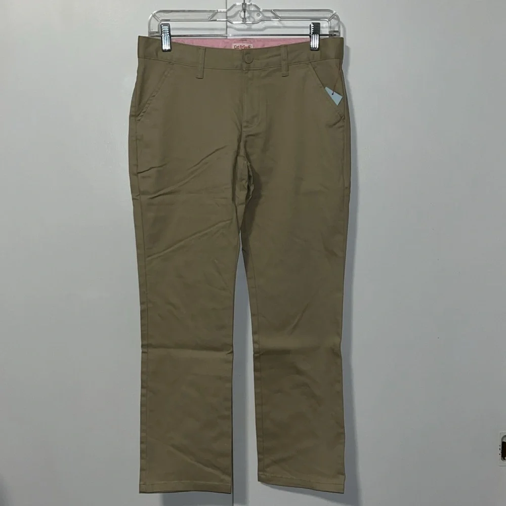 Cat & Jack Girls School Uniform Slim Straight Chino Pants Khaki Size 12 Plus